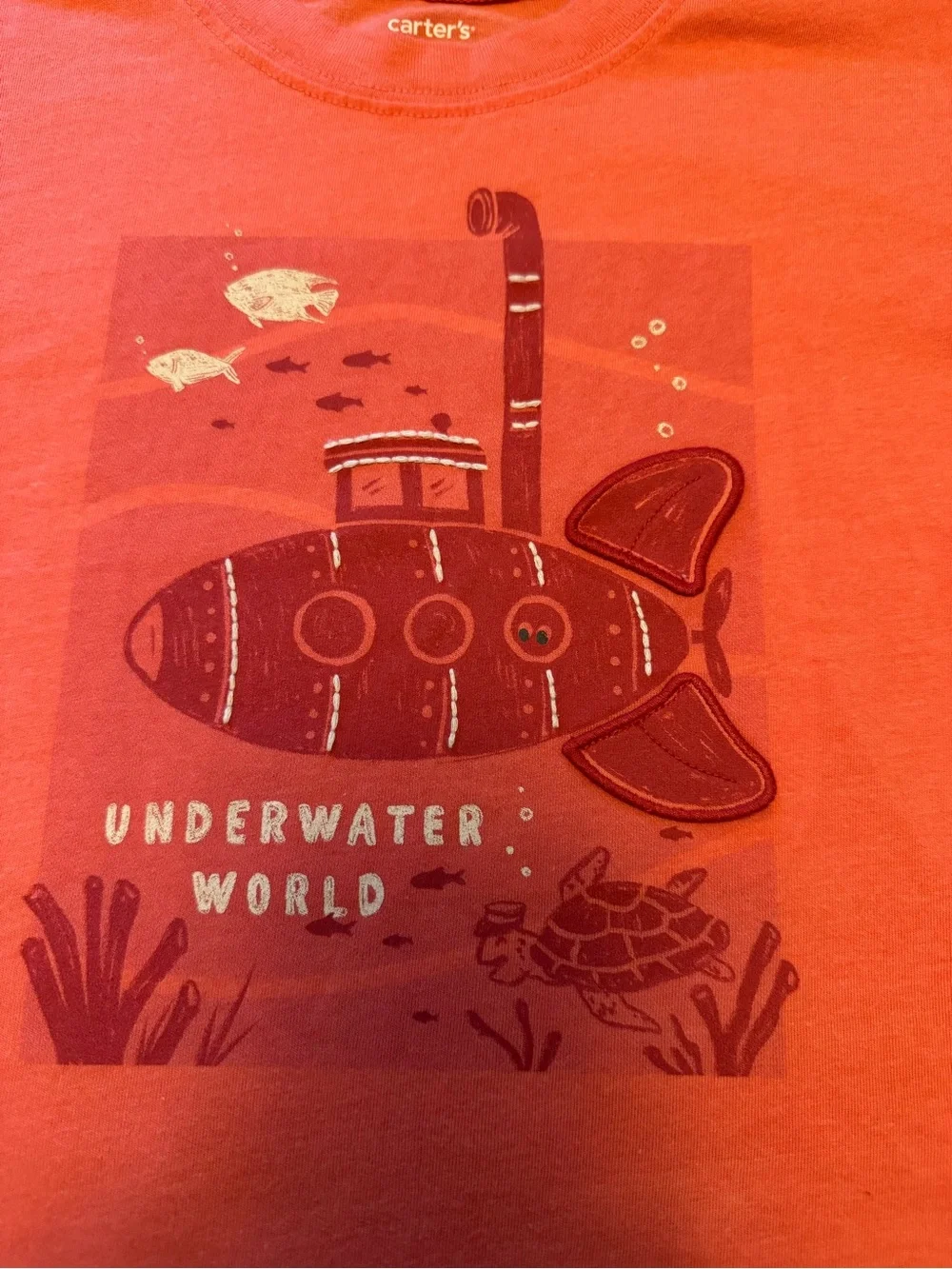 Carter's Coral Orange Submarine Graphic Tee Size 5T